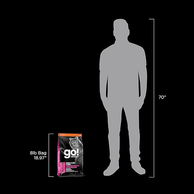 Go! Solutions Skin + Coat Care, Dry Cat Food, Chicken Recipe with Grains, 8 lb Bag