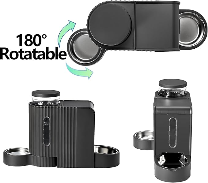 Automatic Cat Food Feeder and Water Dispenser,2 in 1 Gravity Cat Feeder and Water Dispenser with Stainless Steel Bowl,2 Pack Large Capacity Self Feeding for Small Medium Pets Puppy Kitten