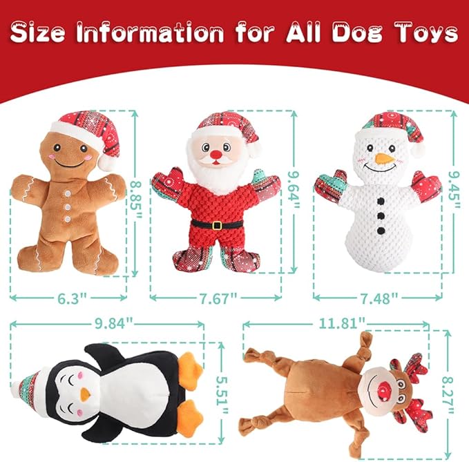 Dog Squeak Toys for Small, Medium & Large Dogs, Tough Chew Toy for Teething & Chewing, Durable Interactive Puppy Gifts, 5-Pack