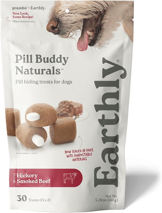 Presidio Pill Buddy Naturals - Beef Recipe Pill Hiding Treats for Dogs - Make A Perfect Pill Concealing Pocket Or Pouch for Any Size Medication - 30 Servings