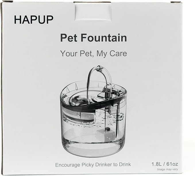 Cat Water Fountain Animal Water Dispenser 61OZ/1.8L Automatic Pet Drinking Fountain with 3 Filter Replacement 1 Pump 1 Cleaning Brush kit 1 Silicone Food Mat 1 Adapter for Cats Kitty Indoor