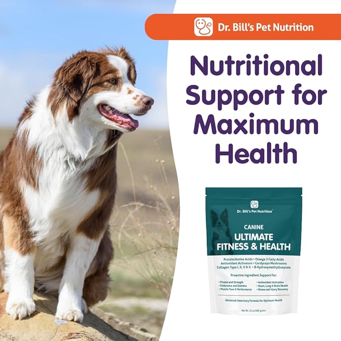 Dr. Bill’s Canine Ultimate Fitness & Health Vitamins for Dogs | Multivitamin for Dogs w/Coenzyme Q-10, Vitamin E, Vitamin D-3, Biotin, Folic Acid, Hyaluronic Acid Dog Vitamins and Supplements 680g