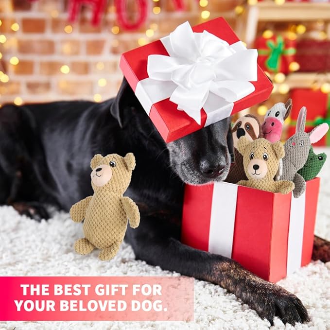 5-Pack Squeaky Dog Toys – Durable Animal-Shaped Plush Chew Toys for Dogs, Handmade Interactive Puppy Toys with Squeaker, Perfect for Reducing Destructive Behavior