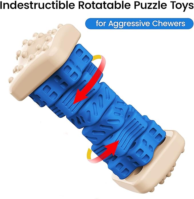 Indestructible Dog Toys for Aggressive Chewers, Tough Dog Chew Toys, Cognitive Dog Toys with Beef Flavor, Enrichment Toys for Dogs for Large Medium Small Dogs