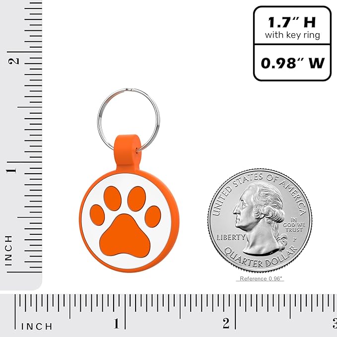 QR Code Cat Tag, Modifiable Pet Online Profile Display Page, Multiple Emergency Contact, Silicone, No Jinging, Collar Accessories, Personalized Cat Tag (Small Breeds - 1", Orange)