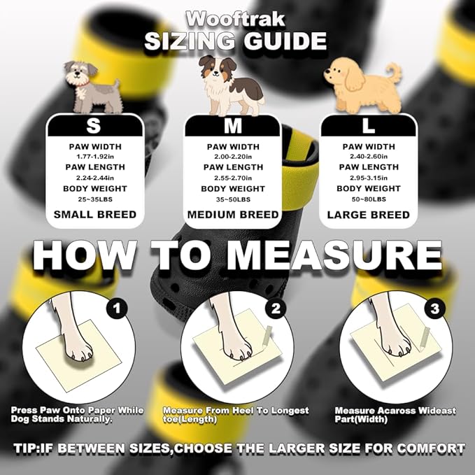 Dog Shoes Breathable Dog Shoe for Hot Pavement, Dog Booties and Paw Protectors, Non-Slip Waterproof Dog Sandals Boots (Black+Yellow, L: (3.1’’x2.5'')(L*W))