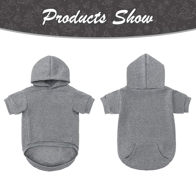 KOOLTAIL Basic Dog Hoodie - Soft and Warm Dog Hoodie Sweater with Leash Hole and Pocket, Dog Winter Coat, Cold Weather Clothes Sweatshirt for Small Medium Large Dogs Puppy Cat Boys Girls Grey XL