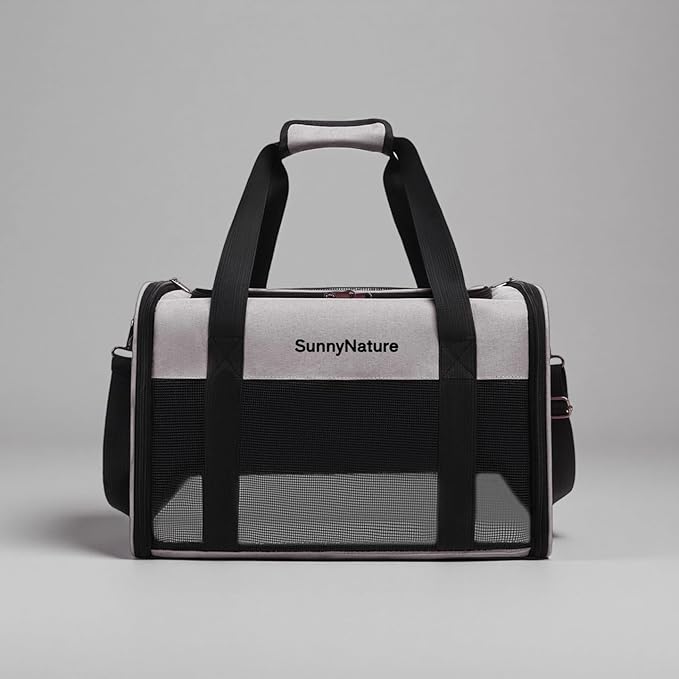 Cat Dog Carrier for Small Medium Pets up to 18 Lbs, Lightweight Portable Pet Bag, TSA Airline Approved Carrier, Soft Sided Cat Bag, Collapsible Travel Carrier(17x11x11 Grey)