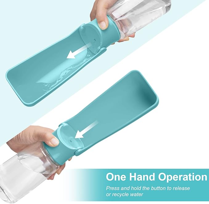 Portable Dog Water Bottle - Foldable Dog Water Dispenser | Leak Proof & Food Grade Plastic Travel | Pet Water Bottle for Cat Outdoor Walking Hiking Travel(US) (Blue, 19oz)