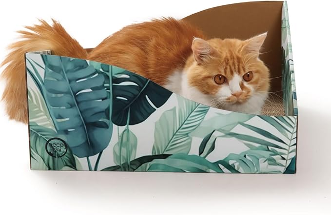 Hideaway Cat Scratcher Box for Indoor Cats - Cat Scratching Board, Horizontal Cat Scratch Pad Lounger with Reversible Usability and Extra Comfort for Lounge(Go Green)