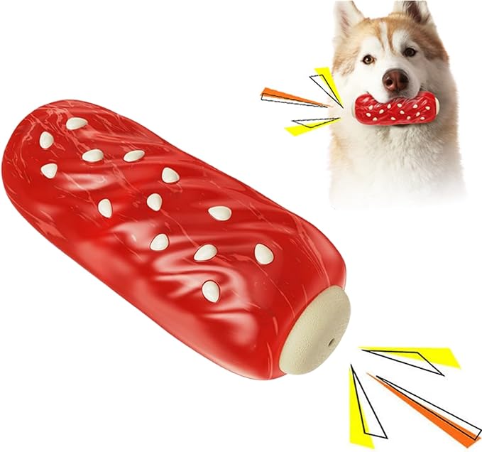 LiuMelinda Dog Chew Toys for Aggressive-Chewers - Indestructible Dog Toy for Aggressive Chewer,Tough Chew Toys for Dogs (Rubber Red Meat Stick)
