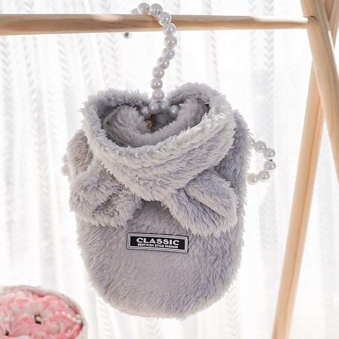 Cat Bunny Ears Costume Cute Dog Kitten Hoodies Sweater Rabbit Ears Puppy Pet Apparel (Large,Gray)