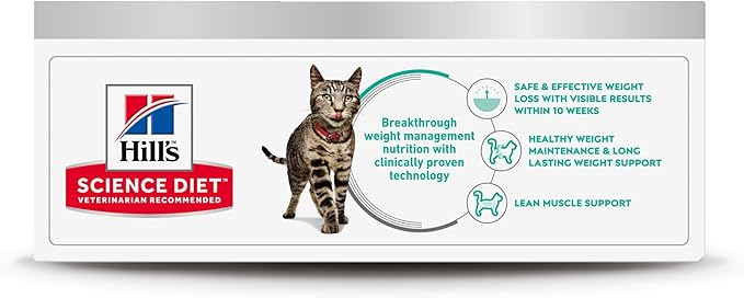 Hill's Science Diet Perfect Weight, Adult 1-6, Weight Management Support, Wet Cat Food, Variety Pack: Liver & Chicken Minced; Chicken Stew, 2.9 oz Can Variety Pack, Case of 24