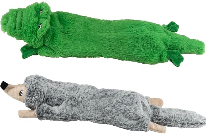 SHARLOVY Dog Squeaky Toys No Stuffing 2 Pack, Plush Crinkle Dog Toys for Large Breed, Durable Doggie Chew Cute Animals Puppy Toy for Teething