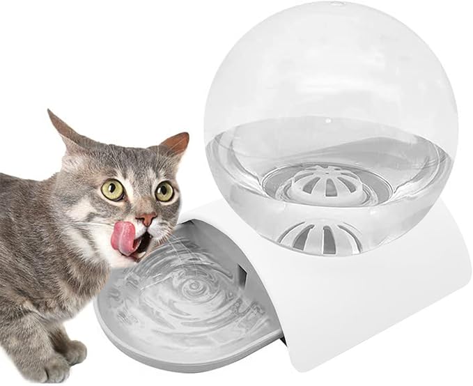 Hamiledyi Automatic Water Dispenser for Dogs and Cats Pet Water Dispenser 2.8 Liter Pet Gravity Water Station Spill-Proof Spherical Waterer Pets Water Bottle for Puppies Kittens Rabbits (Grey)