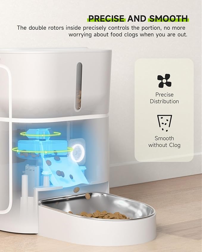 3L Automatic Cat Feeder,5G & 2.4G Wi-Fi Timed Cat Food Dispenser+Wirelss Dog Water Fountain 7L,Battery Operated Wirelss Dog Water Dispenser + 1-10 Meals Per Day