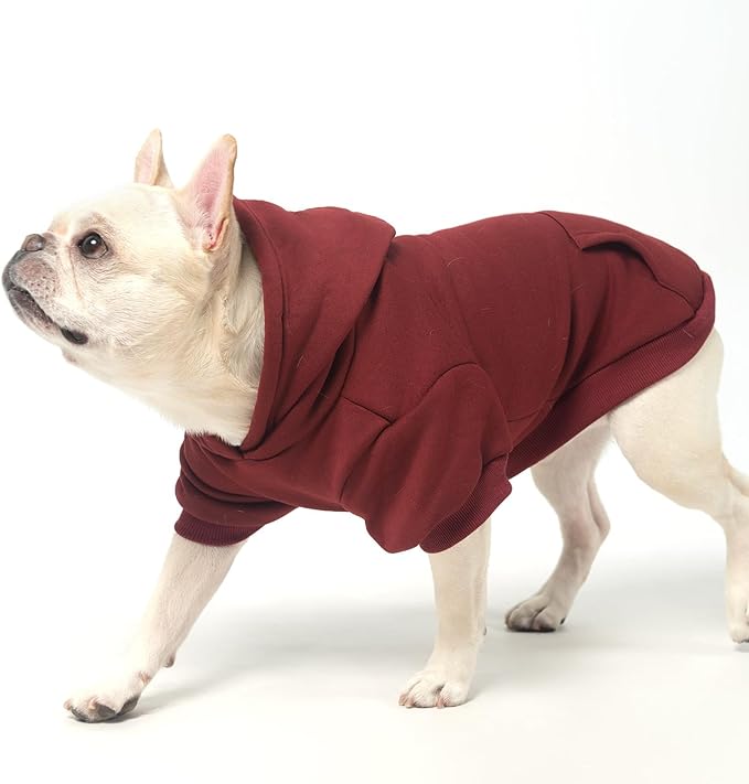KOOLTAIL Basic Dog Hoodie - Soft and Warm Dog Hoodie Sweater with Leash Hole and Pocket, Dog Winter Coat, Cold Weather Clothes Sweatshirt for Small Medium Large Dogs Puppy Cat Boys Girls Deep Red M