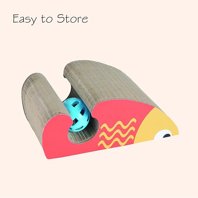 Magic Organ Multiform Scratching Board with Catnip, Foldable Magnetic Assembly Cat Scratch Pad for Outdoor Entertainment, Portable Accordion Cat Scratcher Cardboard with Bell Ball Toy for Indoor Cats