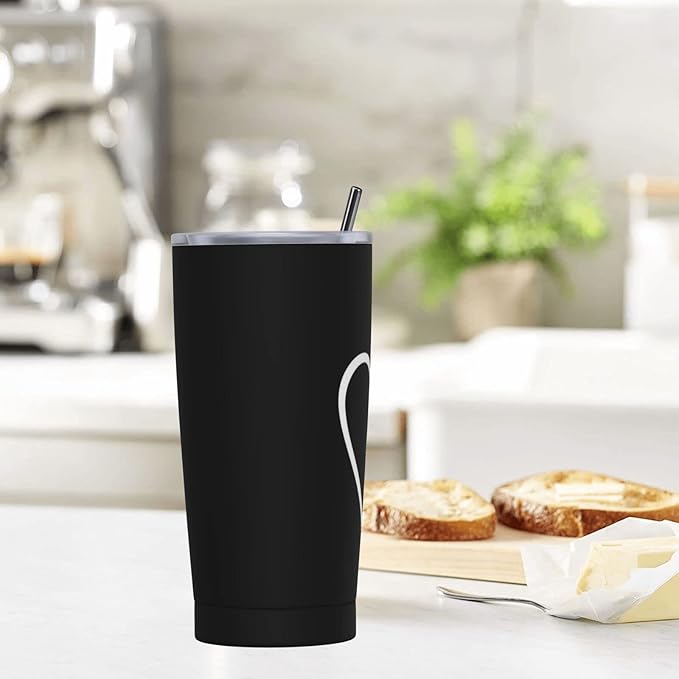 Dujiea 20oz Tumbler With Lid And Straw, Dog Pet Paws Love Heart Vacuum Insulated Iced Coffee Mug Reusable Travel Cup Stainless Steel Water Bottle