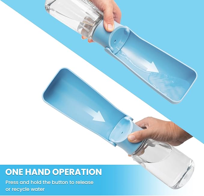 Portable Dog Water Bottle - Foldable Dog Water Dispenser | Leak Proof & Food Grade Plastic Travel | Pet Water Bottle for Cat Outdoor Walking Hiking Travel(US) (Sky Blue, 19oz)