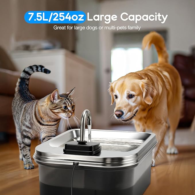 (4 Pack) Dog Water Fountain Filters Replacement, Compatible with SwSun 7.5L/254oz, 5-Layer Filtration, Easy Replacement, Replace Every 2-4 Weeks