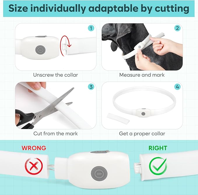 HIGO RGB LED Dog Collar Light - USB Rechargeable Light Up Dog Collars, Safety LED Dog Necklace for Your Dogs Walking at Night (Multi-Color)