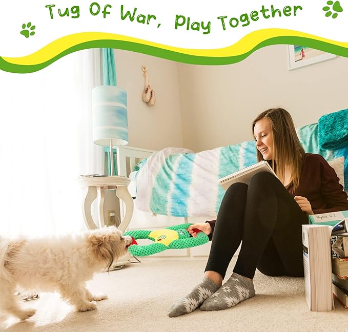 Squeaky Dog Chew Toys for Aggressive Chewers: Plush Tug of War Dog Toy for Large Medium Small Breed,Interactive Stuffed Toys, Durable Puppy Teething Chew Toys - Zombie