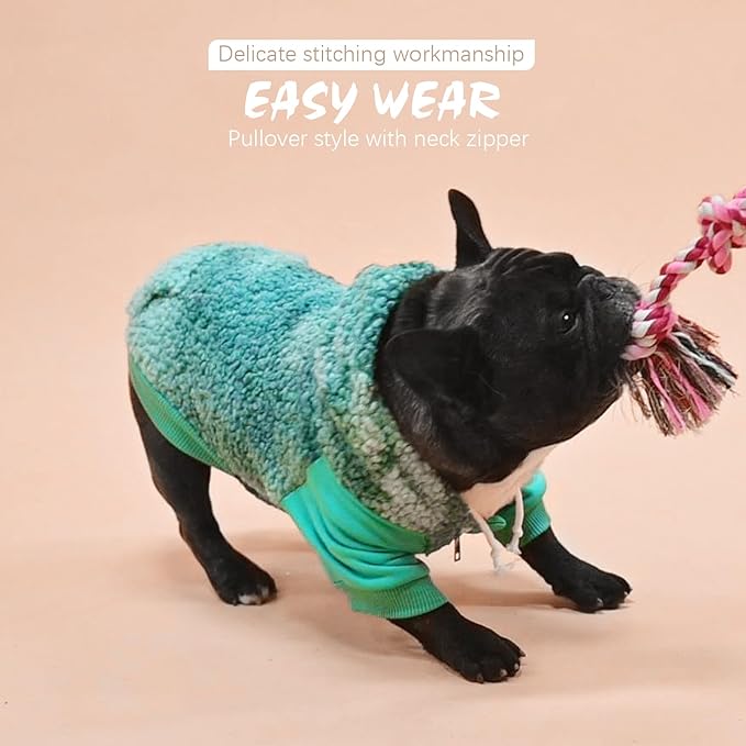 BINGPET Tie Dye Dog Hoodie,Fleece Dog Sweatshirt Puppy Sweater with Leash Hole,Warm Dog Sweater Dog Winter Clothes with Pocket,Pet Outfit Dog Sweaters for Small Medium Dogs Boy and Girl (Blue,S)