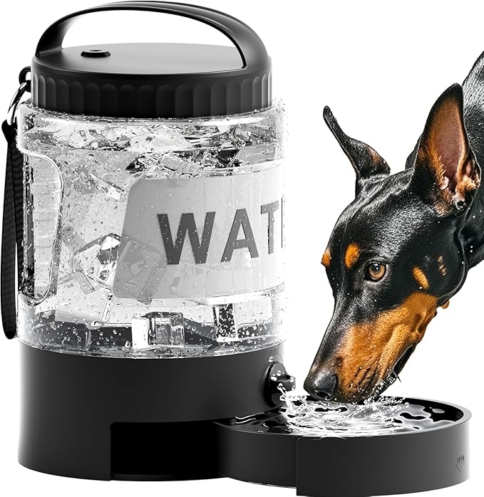 98oz Dog Water Bottle Bowl Dispenser, Large Dog Travel Water Bottle with Pull-Out Drinking Bowl, Portable Beach Camping Essentials Accessories, Bpa Free