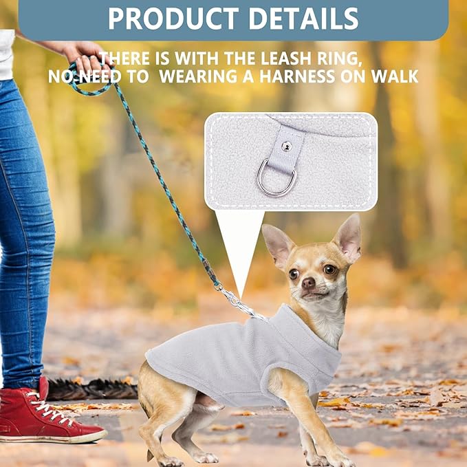 2 Pack Dog Sweater with Leash Ring Winter Warm Pet Sweater Thick Clothes Coat Fleece Dog Sweaters for Medium Dogs Girl Boy for French Bulldog, Dachshund,XXL