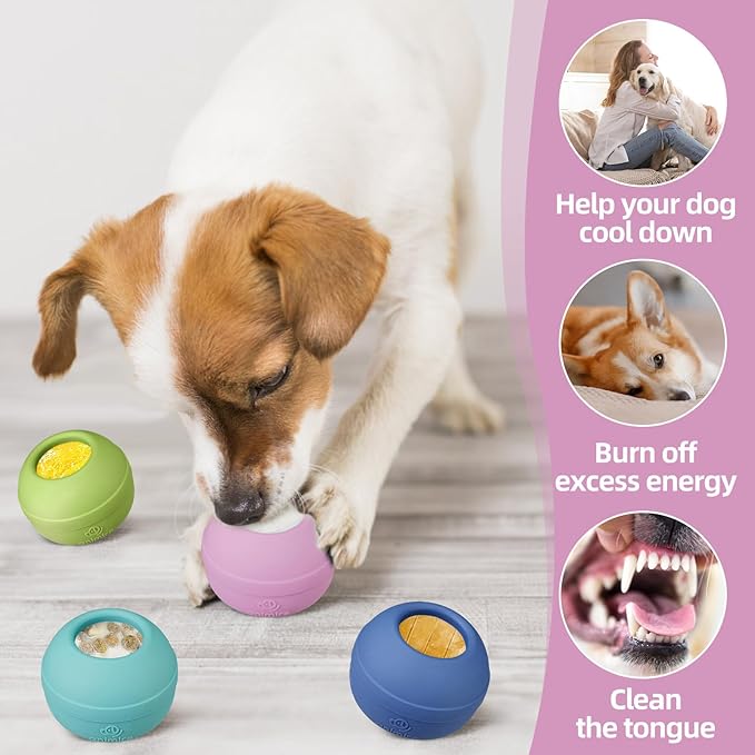 Long-Lasting Interactive Dog Lick Toy, Stuffable Dog Enrichment to Keep Dogs Busy, Wobbly Treat Dispensing Freezable Licking Toys, Food-Grade Safe (Pastel Purple,S)