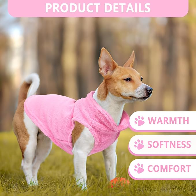 2 Pack Dog Sweater with Leash Ring Winter Warm Pet Sweater Thick Clothes Coat Fleece Dog Sweaters for Small Dogs Girl Boy for Chihuahua, French Bulldog, Dachshund L