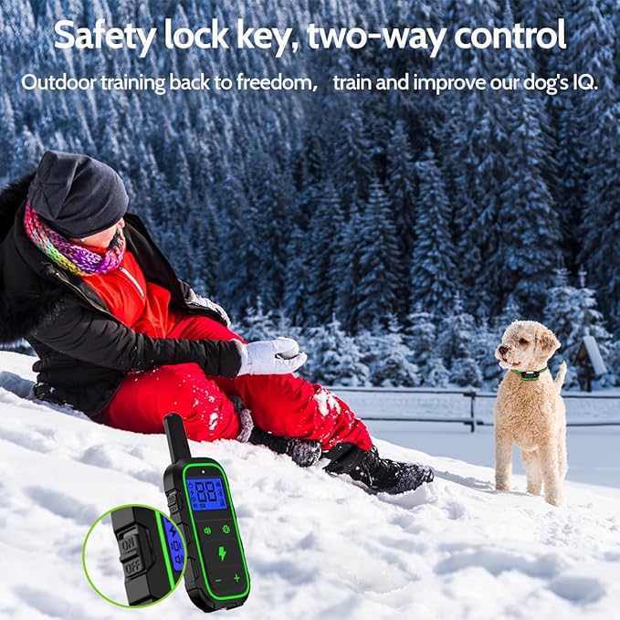 Dog Training Collar Electric Dog Collar with 4 Training Modes and Rechargeable Remote Waterproof Range 3300Ft for Small Medium Large Dogs(Green)
