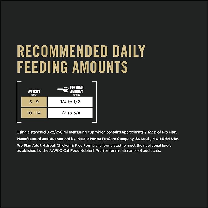 Purina Pro Plan Hairball Control Cat Food, Chicken and Rice Formula - 3.5 lb. Bag