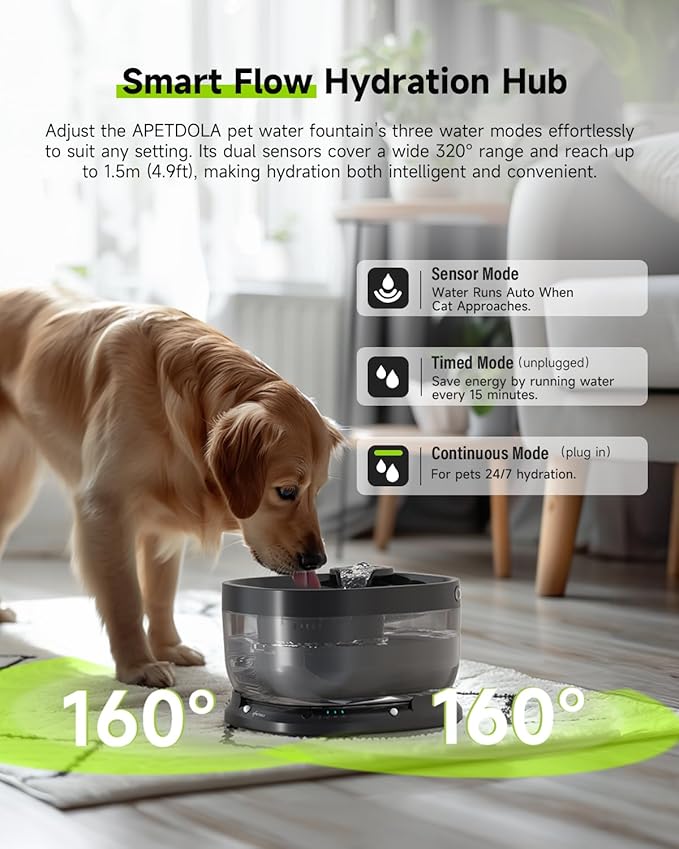 Wireless Dog Water Fountain with 11 Filter, Battery Operated Dog Water Dispenser with Motion Sensor, 237 oz/ 7L Cordless Fountain Water Bowl with 3 Work Modes (Replacement Filters for 2.5 Months)