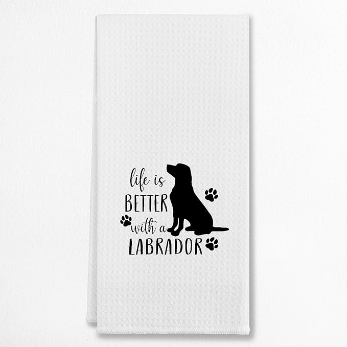 Life Is Better With A Labrador Dog Paws Kitchen Towels & Tea Towels, Dish Cloth Flour Sack Hand Towel for Farmhouse Kitchen Decor,24 X 16 Inches Cotton Modern Dish Towels Dishcloths,Dog Lovers Gifts