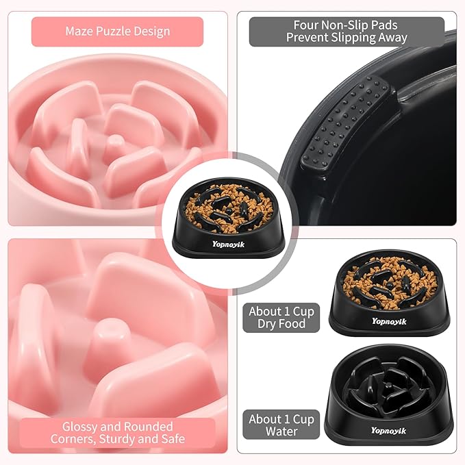 Slow Feeder Dog Bowls 2PCS, Anti-Choking Puzzle for Small Breeds