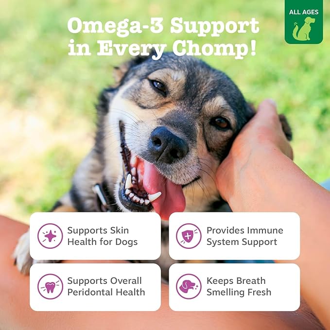 Zesty Paws OraStix for Dogs – Omega Sticks with Hemp Salmon Krill Oil Bone Broth Anti Itch Skin Coat Care Hip & Joint Health Heart Immune System Support Dog Tartar Teeth Cleaning 25oz
