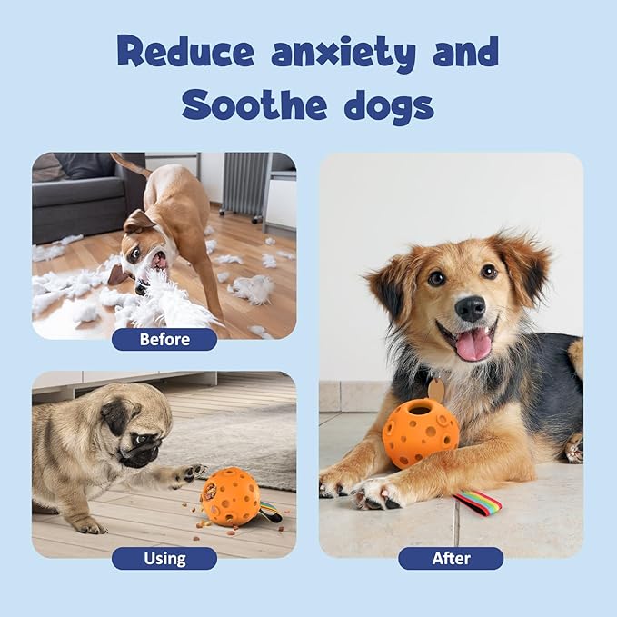Dog Toys, Orange Scented Interactive Dog Chew Toys, Reduces Anxiety, Easy to Clean, Treat Dispensing, Outdoor Use, Adult Dogs, Large Breed, Natural Rubber, 1 Count