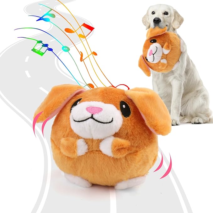 BABORUI Interactive Dog Toys Puppy, Jumping Squeaky Dog Toys with Recording and Music Modes, Rechargeable Moving Dog Chew Toys for Small/Medium/Large Dogs to Keep Them Busy(Puppy)