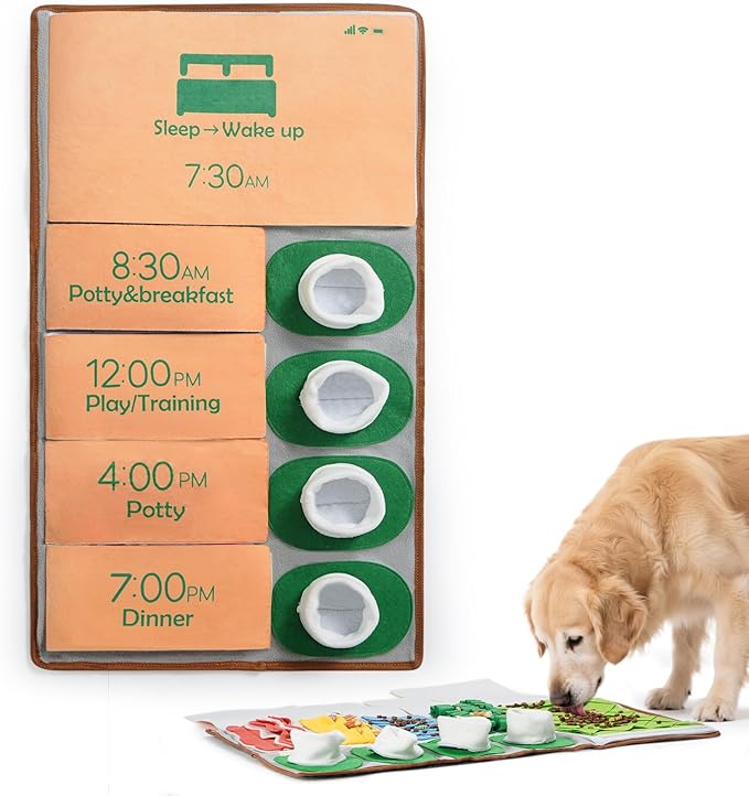 Nocciola Interactive Dog Toy, 28" x 16" Snuffle Mat for Dogs Phone Alarm Clock Design Slow Feeder Mental Stimulation Dog Enrichment Hide and Seek Dog Puzzle Sniff Mat Toys for Small Medium Large Dogs