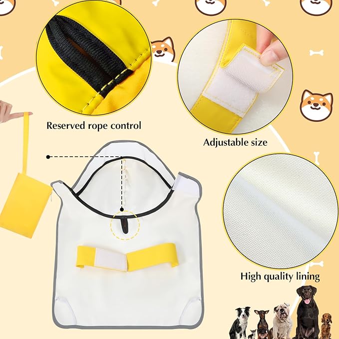Abbylike Adjustable Waterproof Dog Raincoat Slicker Poncho for Small and Medium Dogs Puppies, with Transparent Hooded Double Layer, with Reflective Edges and Foldable Storage Bag(M)