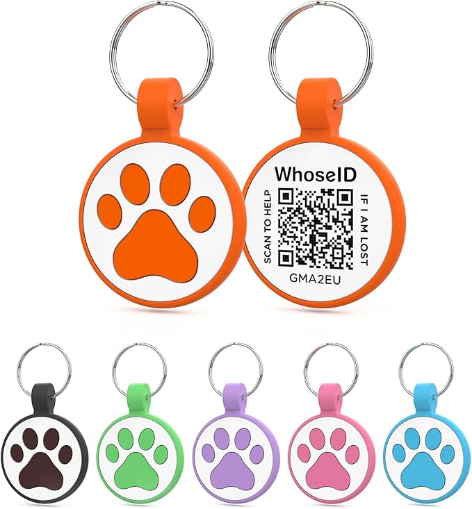 QR Code Cat Tag, Modifiable Pet Online Profile Display Page, Multiple Emergency Contact, Silicone Cat Tag, Lightweight, No Jinging, Collar Accessories (Medium to Large Breeds - 1.25", Orange)
