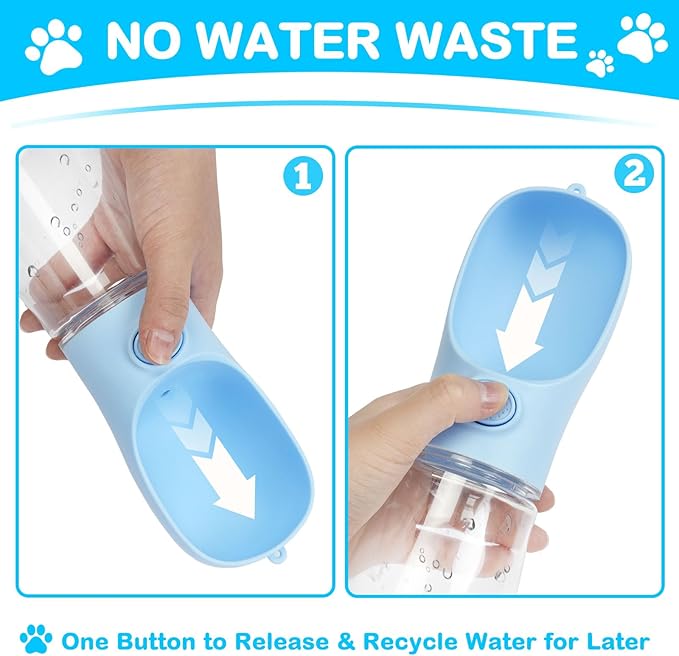 Collapsible Dog Water Bottle – Portable Leak-Proof Pet Dispenser for Travel & Hiking | BPA-Free, One-Hand Use | Puppy Essentials (Blue)