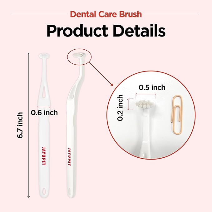 JAYU PET Dental Care Brush (Soft Bristles) 3ea - Dog Toothbrush, Cat Toothbrush, Dental Care for Kitten and Small Dogs, Removing Old Plaque and Tartar, Cat Teeth Brushing & Easy Cleaning