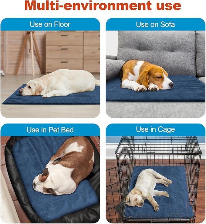 Pet Heating Pad,Extremely Waterproof Heated Cat Dog Bed Outdoor & Indoor,Multi-Size Heated Dog Cat Blanket Mat,Pet Heater Warmer for Cat Dog House Whelping Box(Dark Blue,M-17.7" Lx17.7 W)