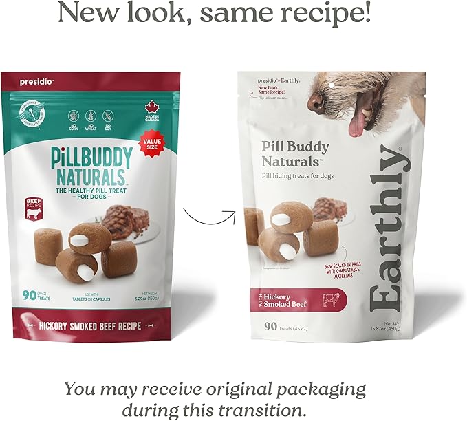 Presidio Pill Buddy Naturals - Beef Recipe Pill Hiding Treats for Dogs - Make A Perfect Pill Concealing Pocket Or Pouch for Any Size Medication - 90 Servings