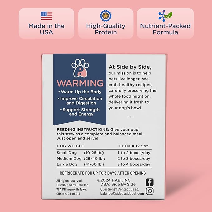Side by Side Chicken & Lamb Stew, Warming Dog Food for All Breeds, Made of Whole Foods, Every Ingredient Has a Purpose, No Artificial Additives, Fillers, or Gums, Ready to Serve, 12.5 oz, 3 Pack