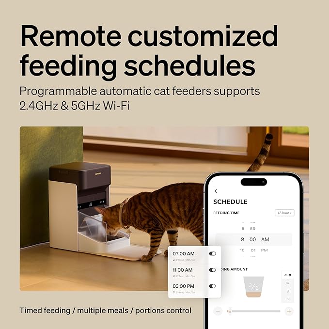 PETLIBRO RFID Automatic Cat Feeder for 2 Cats, Collar Tag Activated Personal Meal, 5G&2.4G Wi-Fi Programmable Food Dispenser for Multiple Cats with Different Diets