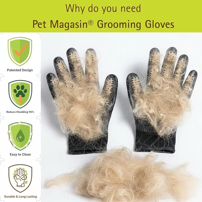 Pet Magasin® Durable Gentle Dog Washing Gloves (1-Pair) - Premium Pet Grooming Gloves For Dogs, Cats & Horses | Dog Scrubber For Bath | Cat Hair Remover Glove | Bathing Brush (Black, Medium)